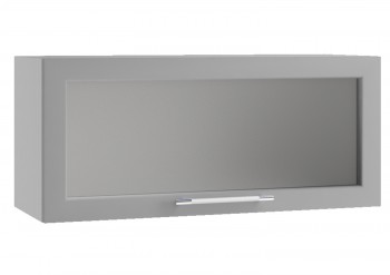 Барселона ШВГС 800 Шкаф верхний горизонтальный со стеклом (Голубой тик/корпус Белый) в Чулыме - chulym.mebel54.com | фото
