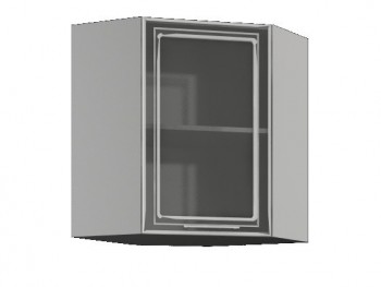 Бетон ШВУС 550*550 Шкаф верхний угловой с одной дверцей со стеклом в Чулыме - chulym.mebel54.com | фото