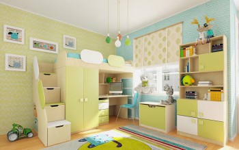 Детская комната Эппл (Зеленый/Белый/корпус Клен) в Чулыме - chulym.mebel54.com | фото