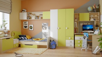 Детская комната Эппл (Зеленый/Белый/корпус Клен) в Чулыме - chulym.mebel54.com | фото