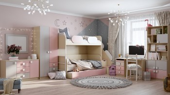 Детская комната Грэйси (Розовый/Серый/корпус Клен) в Чулыме - chulym.mebel54.com | фото