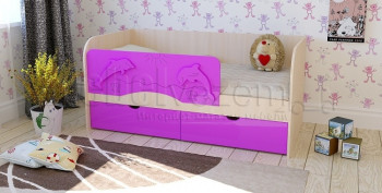 Друзья Кровать детская 2 ящика 1.6 Фиолетовый глянец в Чулыме - chulym.mebel54.com | фото