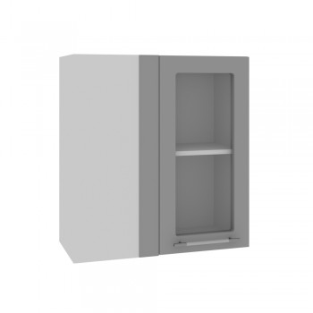 Гарда ПУС 650 шкаф верхний угловой со стеклом (Белый Эмалит/корпус Серый) в Чулыме - chulym.mebel54.com | фото