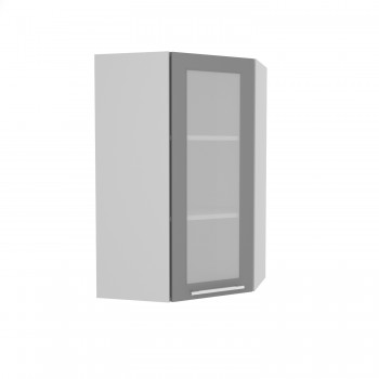 Гарда ВПУС 550 шкаф верхний угловой со стеклом высокий (Белый Эмалит/корпус Серый) в Чулыме - chulym.mebel54.com | фото