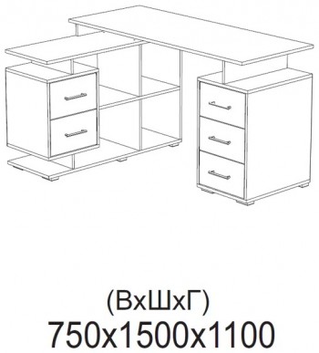 Компьютерный стол угловой СКМУ-3 дуб сонома/белый в Чулыме - chulym.mebel54.com | фото