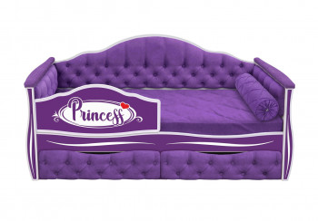 Кровать 160 серии Иллюзия 2 ящика 32 Фиолетовый (мягкие боковые накладки/подушка валик) в Чулыме - chulym.mebel54.com | фото