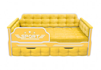 Кровать 160 серии Спорт 2 ящика 74 Жёлтый (мягкие боковые накладки) в Чулыме - chulym.mebel54.com | фото