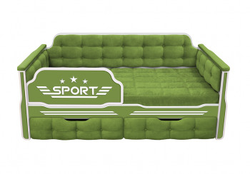 Кровать 160 серии Спорт 2 ящика 76 Зелёный (мягкие боковые накладки) в Чулыме - chulym.mebel54.com | фото