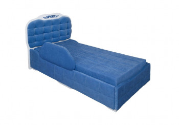Кровать 190 Атлет Lux 29 Синий (мягкий бортик) в Чулыме - chulym.mebel54.com | фото