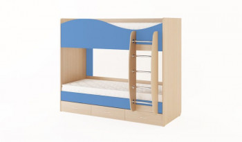 Кровать 2-х ярусная с ящиками (Беленый дуб/Синий) в Чулыме - chulym.mebel54.com | фото