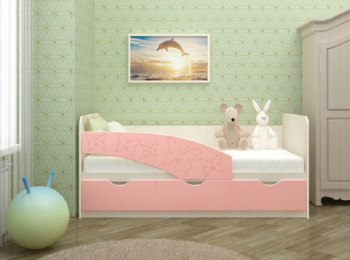 Кровать Бабочки 1,6м (Розовый металлик) в Чулыме - chulym.mebel54.com | фото