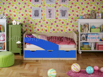 Кровать Бабочки 1,6м (Синий матовый) в Чулыме - chulym.mebel54.com | фото