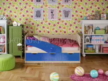 Кровать Бабочки 1,6м (Синий металлик) в Чулыме - chulym.mebel54.com | фото