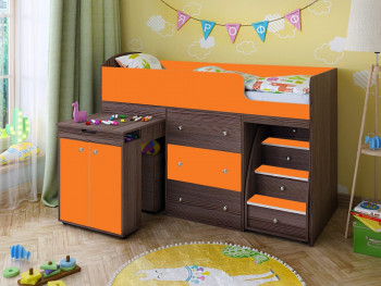 Кровать-чердак Малыш 1600 Бодего/Оранжевый в Чулыме - chulym.mebel54.com | фото