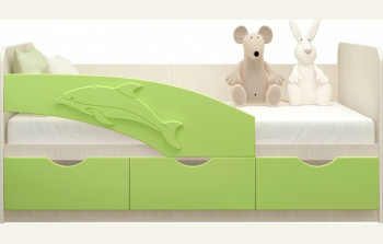 Кровать детская 1,6м Дельфин (Салатовый металлик) в Чулыме - chulym.mebel54.com | фото