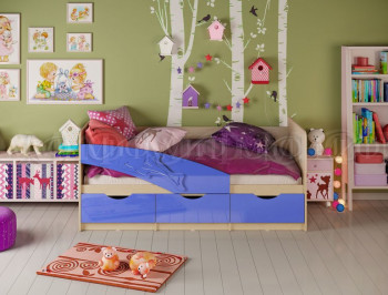 Кровать детская 1,6м Дельфин (Синий металлик) в Чулыме - chulym.mebel54.com | фото