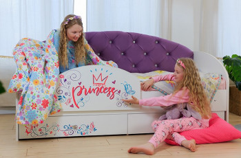 Кровать детская Эльза с бортиком Принцесса Белый/Фиолетовый в Чулыме - chulym.mebel54.com | фото
