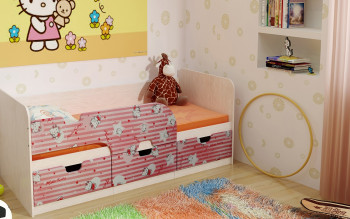 Кровать детская Минима Лего 1,86м с ящиками (дуб атланта/лиловый сад) в Чулыме - chulym.mebel54.com | фото