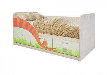 Кровать детская Минима Лего 1,86м с ящиками (дуб атланта/лиловый сад) в Чулыме - chulym.mebel54.com | фото