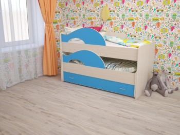 Кровать детская Радуга 1600 Млечный дуб/Голубой в Чулыме - chulym.mebel54.com | фото