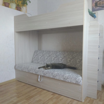Кровать двухъярусная с диваном (Беленый дуб) в Чулыме - chulym.mebel54.com | фото