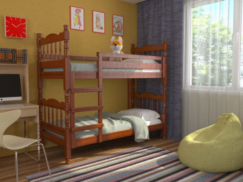Кровать двухъярусная Соня из массива сосны 800*1890 Орех в Чулыме - chulym.mebel54.com | фото