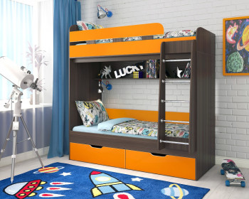 Кровать двухъярусная Юниор-5  Бодего/Оранжевый в Чулыме - chulym.mebel54.com | фото