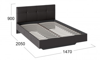 Кровать «Элис» c мягкой обивкой тип 1 Экокожа/Темно-коричневый/1400 в Чулыме - chulym.mebel54.com | фото
