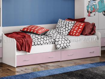 Кровать Fashion-1 Вега 0,9 м (Белый/Розовый) в Чулыме - chulym.mebel54.com | фото