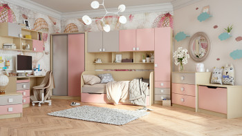 Кровать Грэйси 1650х750 (Розовый/Серый/корпус Клен) в Чулыме - chulym.mebel54.com | фото
