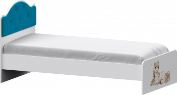 Кровать Каспер с мягкой спинкой и фотопечатью (800х1900)  Белый/Бирюза в Чулыме - chulym.mebel54.com | фото