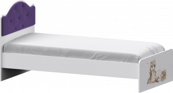 Кровать Каспер с мягкой спинкой и фотопечатью (800х1900)Белый/Фиолетовый в Чулыме - chulym.mebel54.com | фото