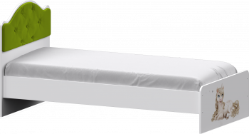 Кровать Каспер с мягкой спинкой и фотопечатью (800х1900)Белый/Лайм в Чулыме - chulym.mebel54.com | фото