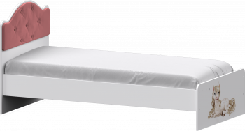 Кровать Каспер с мягкой спинкой и фотопечатью (800х1900)Белый/Светло-розовый в Чулыме - chulym.mebel54.com | фото