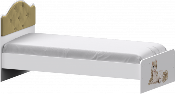 Кровать Каспер с мягкой спинкой и фотопечатью (800х1900)  Белый/Ваниль в Чулыме - chulym.mebel54.com | фото