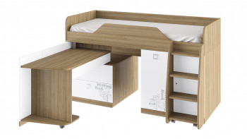 Кровать комбинированная «Оксфорд» (Ривьера/Белый с рисунком) в Чулыме - chulym.mebel54.com | фото