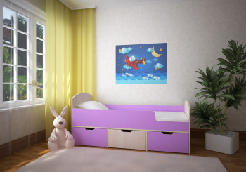 Кровать Малыш-мини Дуб молочный/Ирис в Чулыме - chulym.mebel54.com | фото