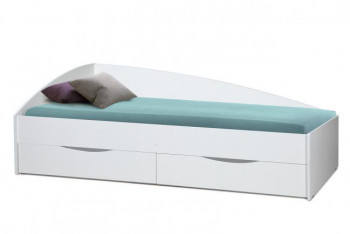 Кровать одинарная "Фея - 3" (асимметричная) (2000х900) New/(белый / белый / ДВПО белый) в Чулыме - chulym.mebel54.com | фото
