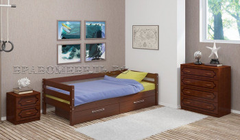 Кровать одинарная ГЛОРИЯ из массива сосны  900*2000 (Орех) в Чулыме - chulym.mebel54.com | фото