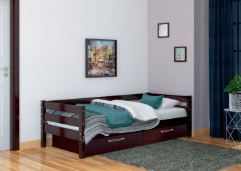 Кровать одинарная ГЛОРИЯ из массива сосны  900*2000 (Орех Тёмный) в Чулыме - chulym.mebel54.com | фото