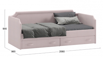 Кровать с мягкой обивкой и ящиками «Кантри» Тип 1 (900) (Велюр пудровый) в Чулыме - chulym.mebel54.com | фото