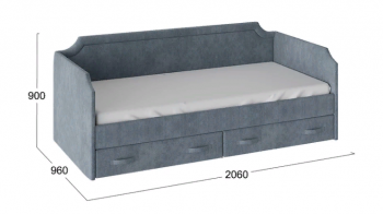 Кровать с мягкой обивкой и ящиками «Кантри» Тип 1 (900) (Замша синяя) в Чулыме - chulym.mebel54.com | фото