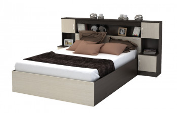 Кровать с прикроватным блоком КР 552 Спальня Basya (венге/белфорт) в Чулыме - chulym.mebel54.com | фото