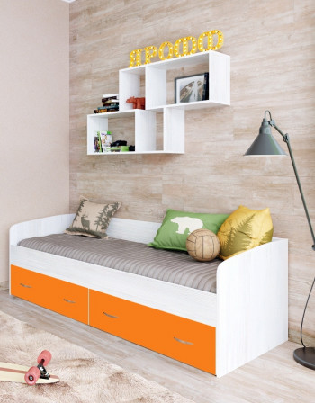 Кровать с выкатными ящиками Винтерберг/Оранжевый в Чулыме - chulym.mebel54.com | фото
