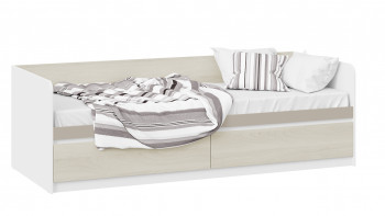 Кровать «Сканди» с 2 ящиками Дуб Гарден/Белый/Глиняный серый в Чулыме - chulym.mebel54.com | фото