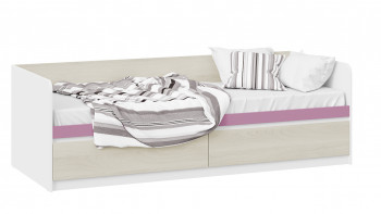 Кровать «Сканди» с 2 ящиками Дуб Гарден/Белый/Лиловый в Чулыме - chulym.mebel54.com | фото