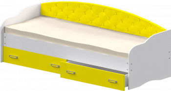 Кровать Софа-7 с мягкой спинкой (800х1900) Белый/Желтый в Чулыме - chulym.mebel54.com | фото