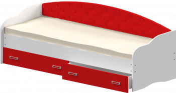Кровать Софа-7 с мягкой спинкой (800х1900) Белый/Красный в Чулыме - chulym.mebel54.com | фото