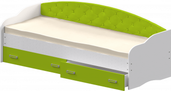 Кровать Софа-7 с мягкой спинкой (800х1900) Белый/Лайм в Чулыме - chulym.mebel54.com | фото