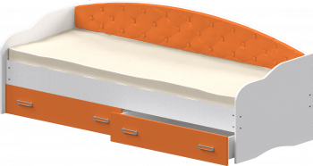 Кровать Софа-7 с мягкой спинкой (800х1900) Белый/Оранжевый в Чулыме - chulym.mebel54.com | фото